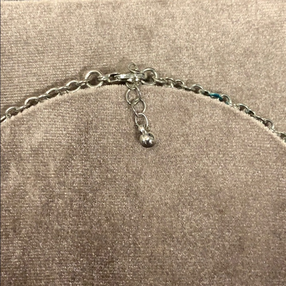 Silver necklace w/ light blue stones and crystals - Picture 3 of 5